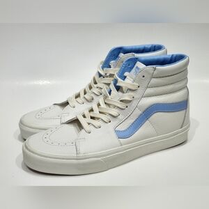 NEW Vans Men's Sk8-Hi Vintage Leather Blanc De Blanc White Blue shoes Size 9.5